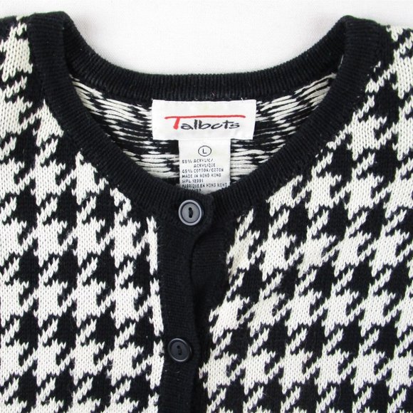 Talbots Black and White Houndstooth Cardigan - Picture 3 of 6